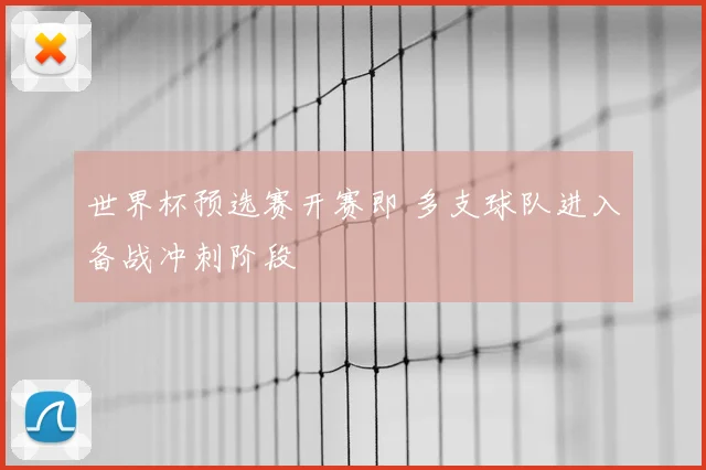 世界杯预选赛开赛即 多支球队进入备战冲刺阶段